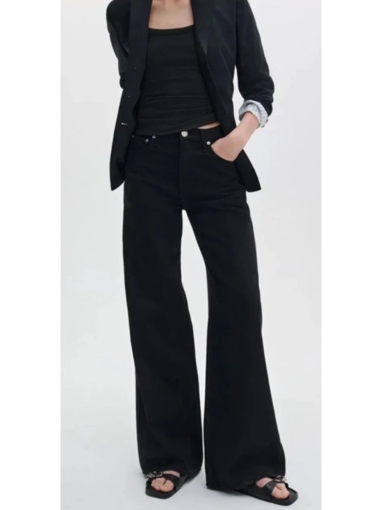 rag & bone Denim - Rag and Bone Logan Wide Leg Jeans $278 Black Featherweight perfect condition